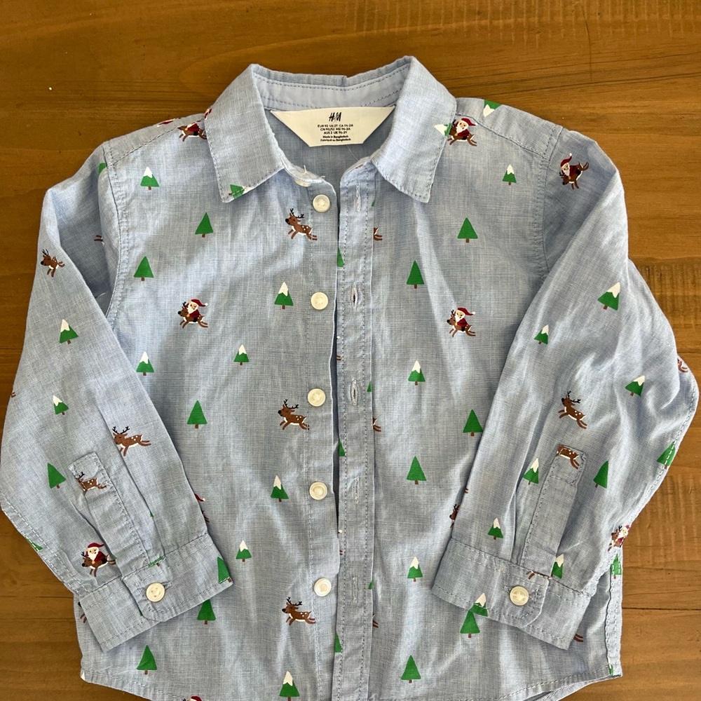 H&M Kids Christmas pattern shirt size 2T NEW